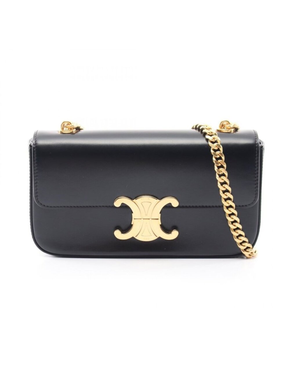 Celine Shoulder Bag Claude Triomphe Black Leather Chain